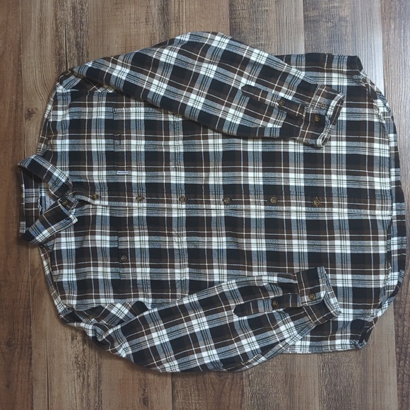 Carhartt Trumbull Plaid Flannel Shirt Relaxed Fit Long Sleeve Brown/Black Large - Picture 1 of 9
